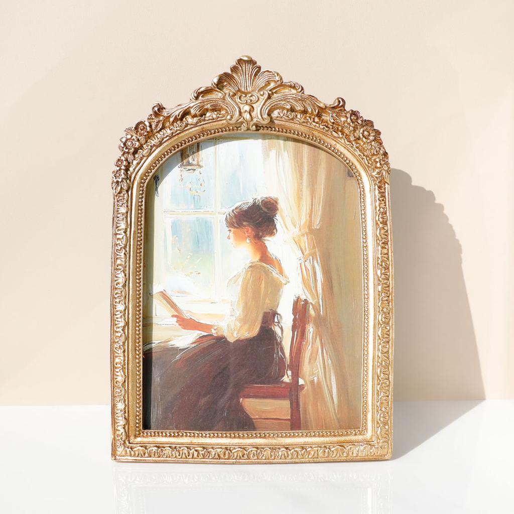 Classical Wall Mount Photo Frame With Stand Elegant Antique Resins Picture Frame For Living Room Bedroom Office Decors