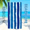 Blue Striped Beach Towel Watercolor Navy White Microfiber Bath Towel Flat Print Modern Nautical Pool Towel for Summer Travel
