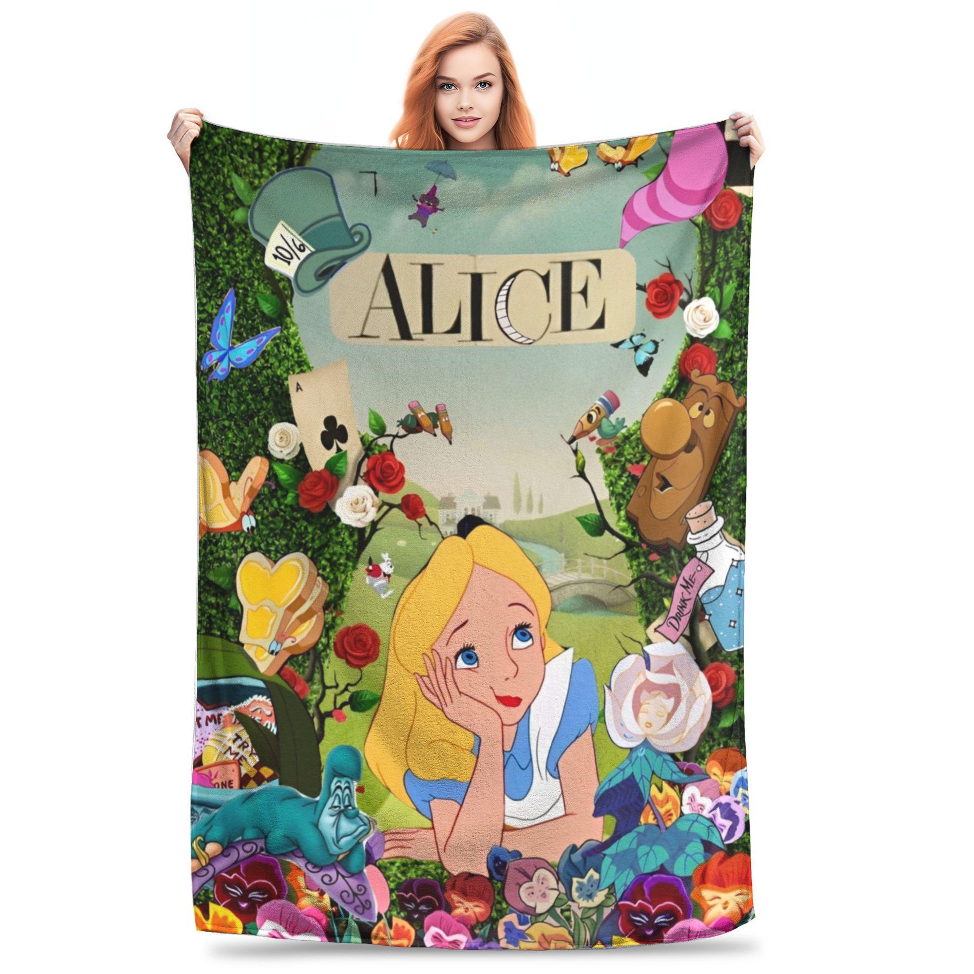 

Alice In Wonderland Throw Blanket for Couch Fuzzy Soft Plush Blanket 50x60 Inch Multi-size Bedspreads for All Seasons 100cmx150cm