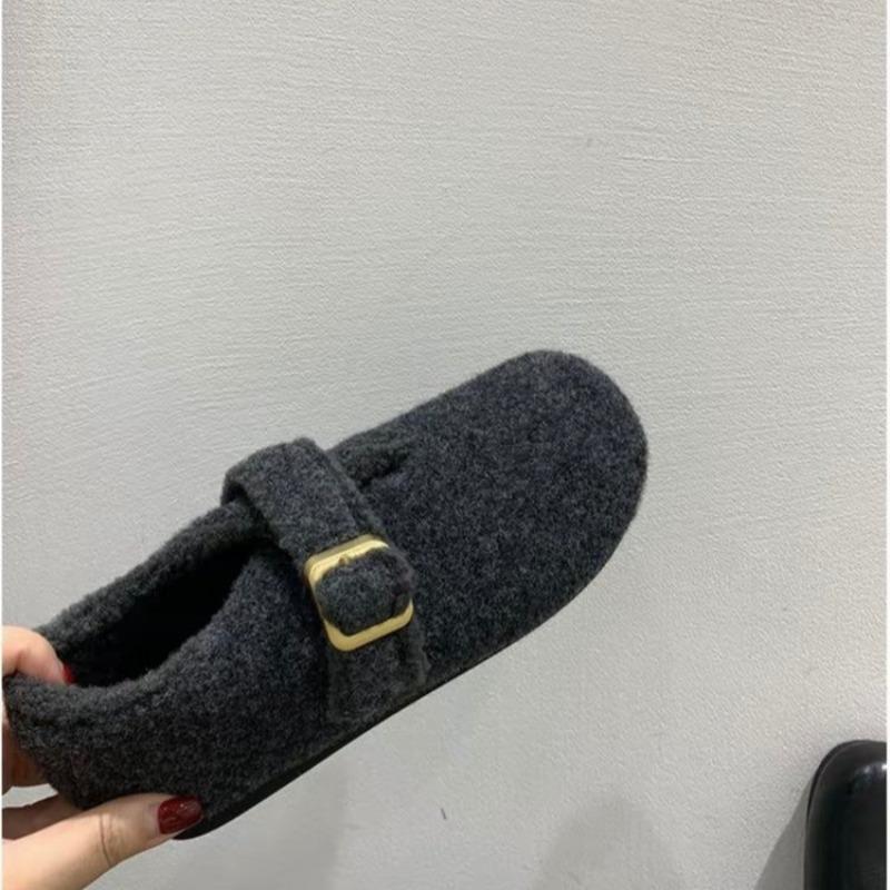 Retro Fleece Shoes for Women's Autumn and Winter New Thick-soled Full-fit Single Shoe