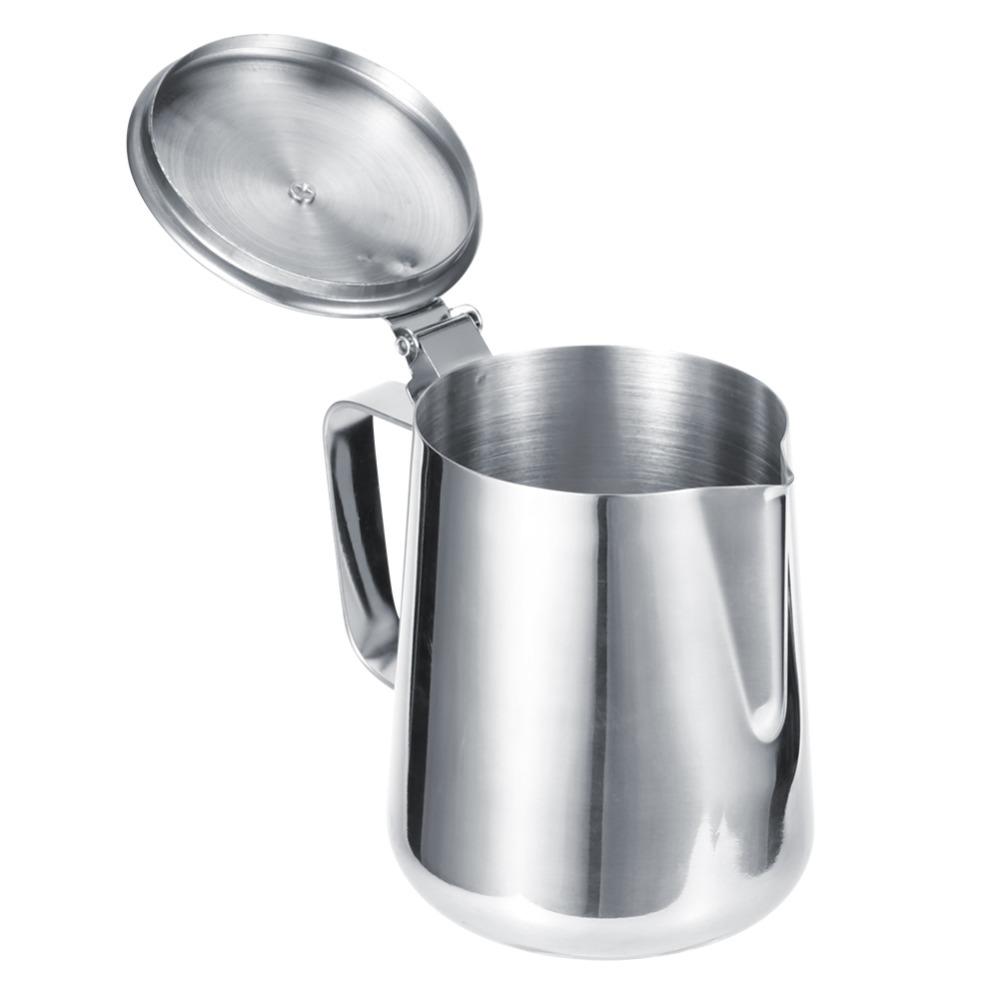 Con Coperchio Tazza per Montare il Latte Acciaio Inossidabile Tazza per Latte Art Caraffa per Vapore Caraffa per Vapore Caffè Casalingo