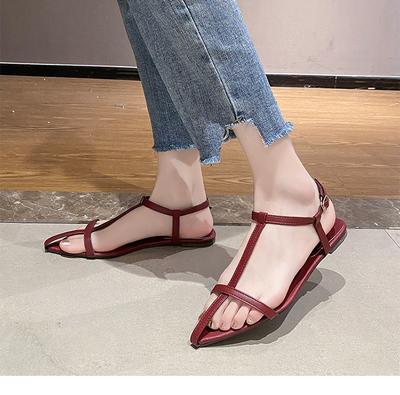 Mode Femmes Mode Sandales Talons Bas Fins Bout Pointu Ouvert Sangle de Cheville Chaussures de Robe Couleur Unie Été Dames Sandales Talons Bas Fins