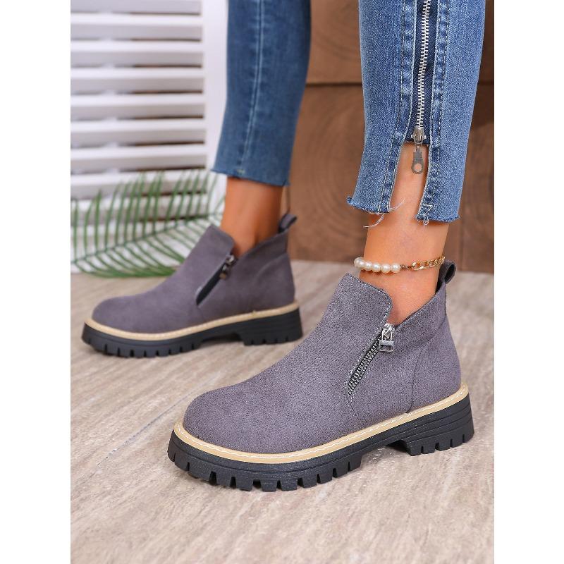 Women's Plus Size Side Zipper High Top Ankle Boots New Autumn Winter Fashion Casual Shoes