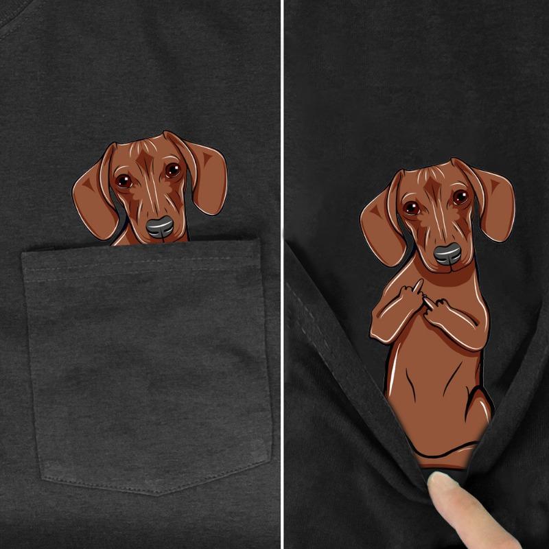2D Printed Pure Cotton Short Sleeved Pocket T-shirt Suitable for Both Men Women Shapi Dog Entertainment Series T-Shirts Unisex