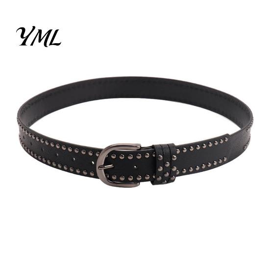 Slimming Waist Cincher Belt 110cm Punk Star Rivet for Women, Faux Leather Studded Fashion Casual Decoration with Metal Buckle, Edgy Music Festival