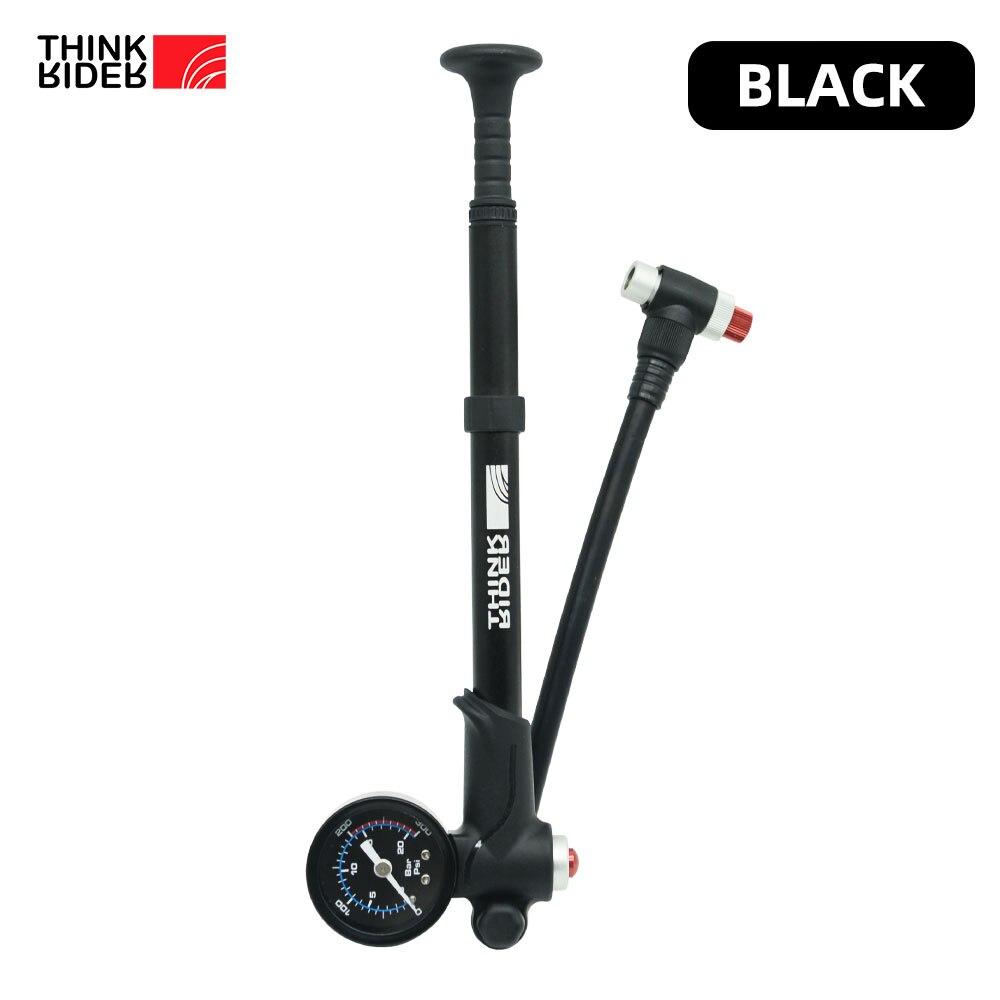 ThinkRider Портативный Велосипедный Насос Высокого Давления 300psi с Манометром для Амортизатора Вилки и Задней Подвески Горного Велосипеда чёрный