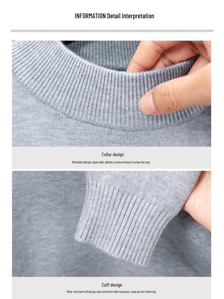 Men's Half-High Collar Wool Sweater - Warm, Versatile, Solid Color for Autumn/Winter