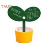 Pen Holder Desk Calendar 2025 Potted Plant Monthly Calendar with Pen Holder Base Tabletop Decoration for Home Office Organizer