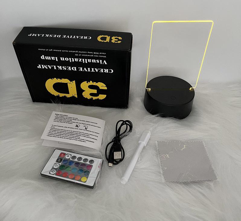 16-Color Remote-Control RGB Marker Message Board with 3D Night Light, DIY Graffiti Pen, Erasable Handwriting, and Acrylic Table Lamp.