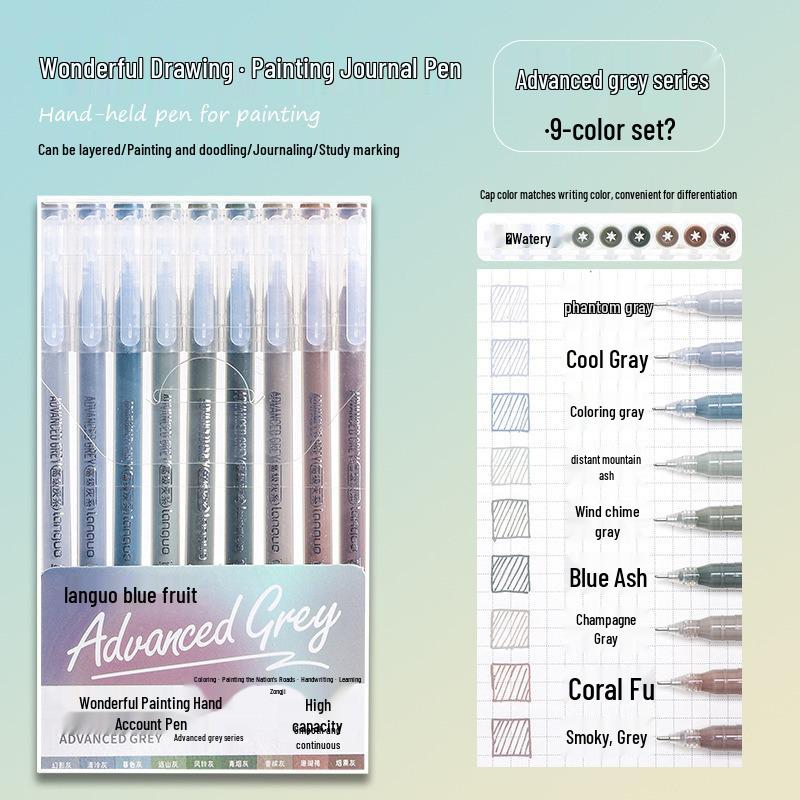Blue Fruit Morandi Planner Pens Set: 240 Multicolored, Large Capacity, Includes Purple and Skin Tones.
