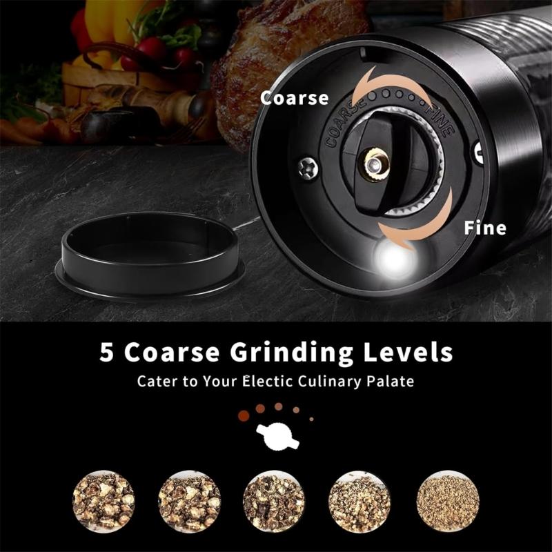 Convenient Rechargeable Salt Mill Peppers Mill Adjustable Coarseness Peppers Grinder Electric Salt Mill for Kitchen