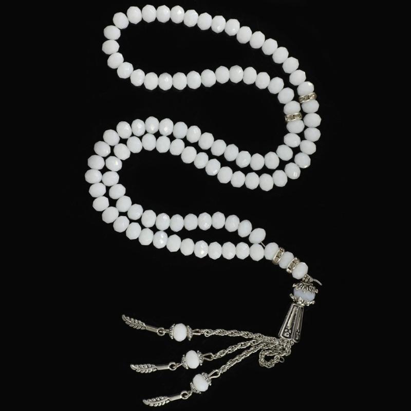 Crystal Tasbih Prayer Bead  Muhammad Islamic Prayer Rosary Beads Muslim Islam 99 Prayer Beads Necklace Foldable