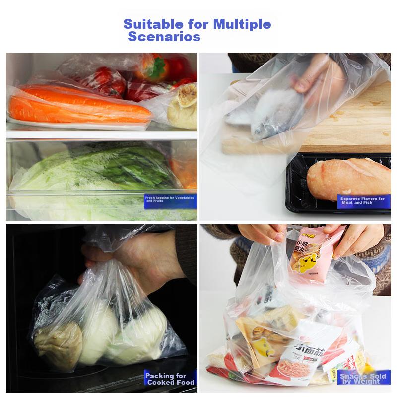 Yessel Food Storage Bags, Medium Size, Microwave Safe, 25*35cm, Thickened, 500 Count, Food-Grade, Commercial Use, Supermarket, Perforated Roll-Up Bags