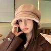 Women's Autumn and Winter Literary Retro Plus Velvet Warm Beret Versatile British Style Face Protecting Small Ear Protecting Octagonal Hat