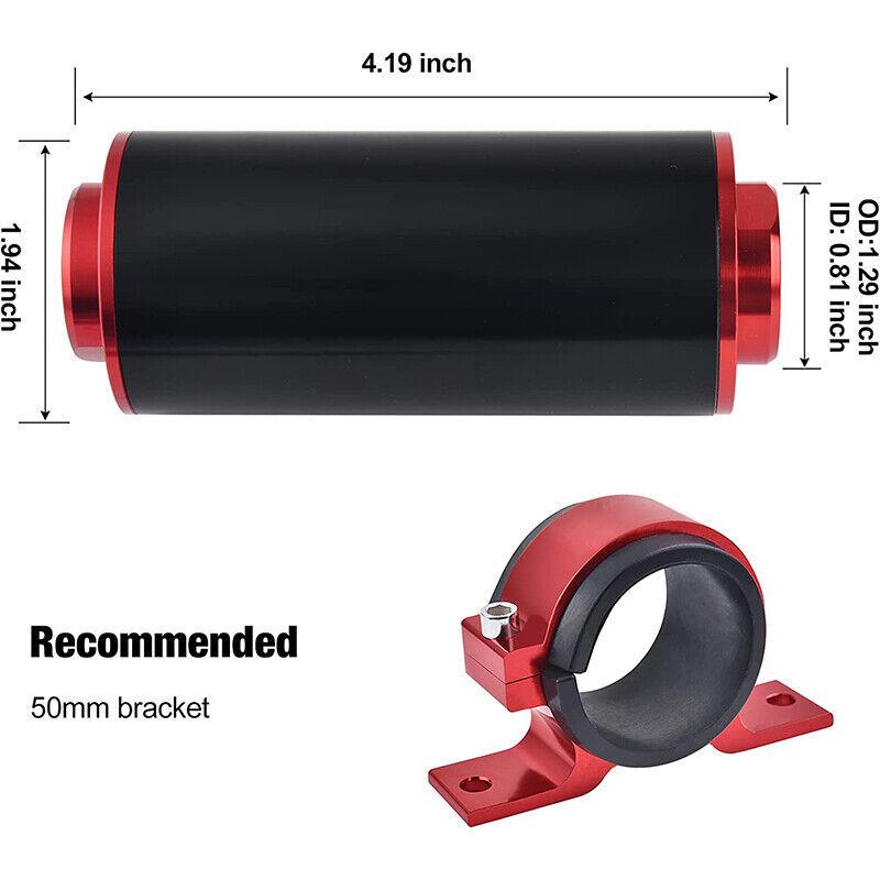High Flow Inline Fuel Filter 100 Micron Cleanable 6AN 8AN 10AN Adapter Universal
