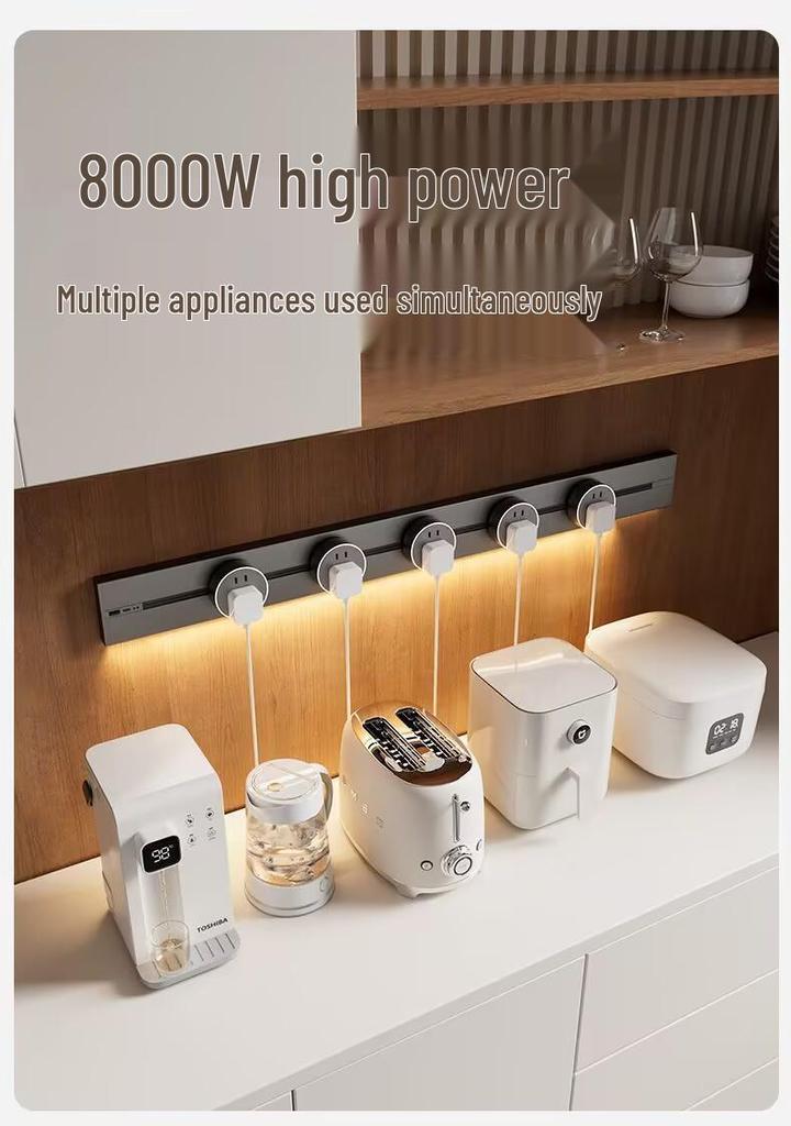 Inductive USB Rail Socket with Movable Kitchen Drawer Slides - White
