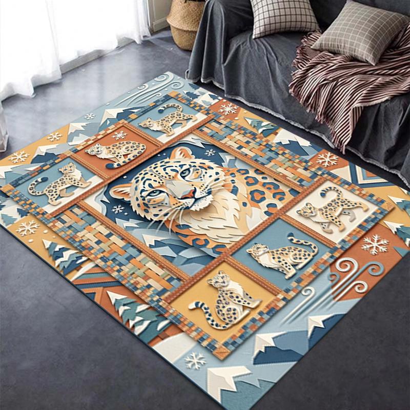 2025 New Snow Leopard Animal Carpet Rug for Living Room Bedroom Home Sofa Decoration,Kids Play Non-slip Floor Mat123