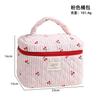 Korean version red cherry print quilted cosmetic bag striped three- versatile simple storage bag going out travel porta