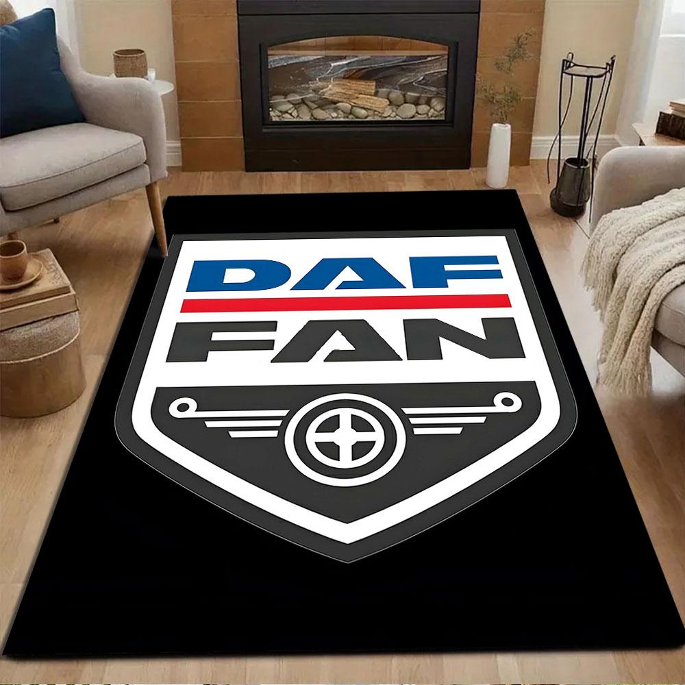 DAF Fan Emblem Design Patterned Carpet, Non Slip Mat Suitable for Living Room and Bedroom Sofas