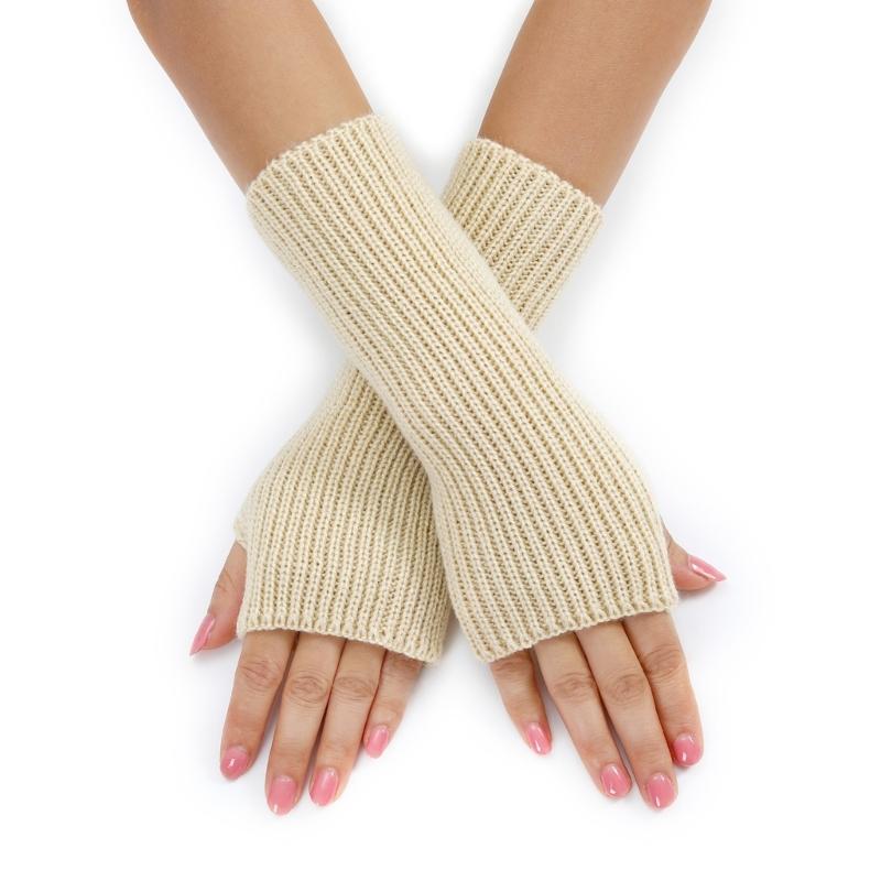 Keep Hand Warm Half Finger Gloves Women Skiing Fingerless Mitten Solid Color