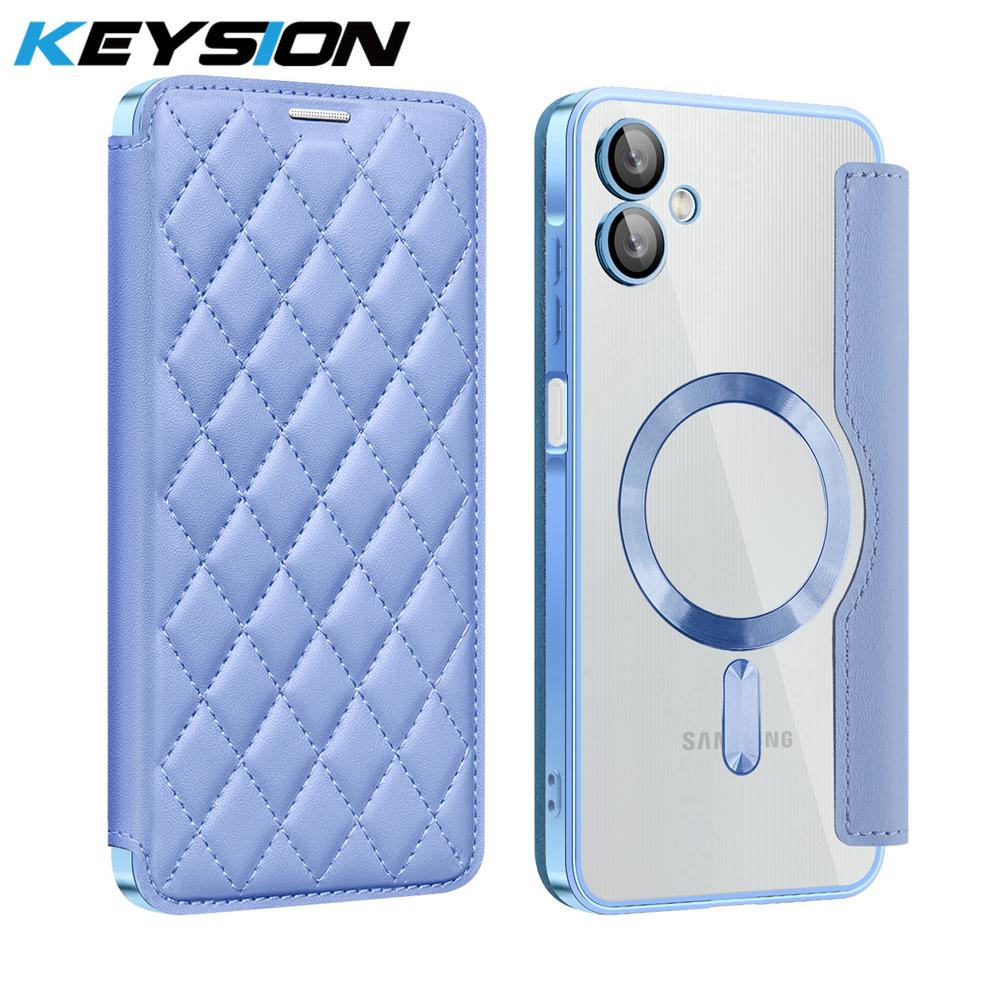 KEYSION Plating PU Leather Flip Wallet Case for Samsung A07 A06 A05 Cards Slots Magnetic Phone Back Cover for Galxy A05 A06 A07