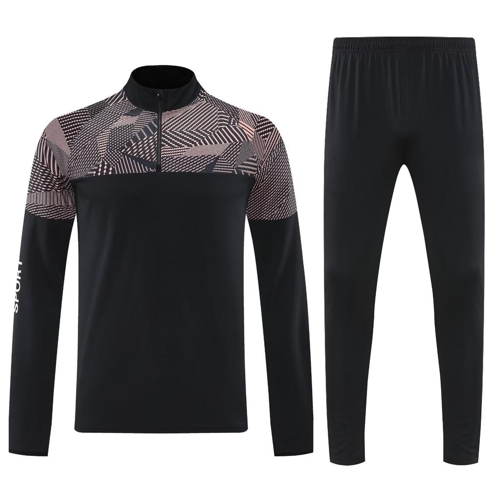 Light Plate Half Zipper Casual Sportswear Basic Trousers Football Training Suit Set