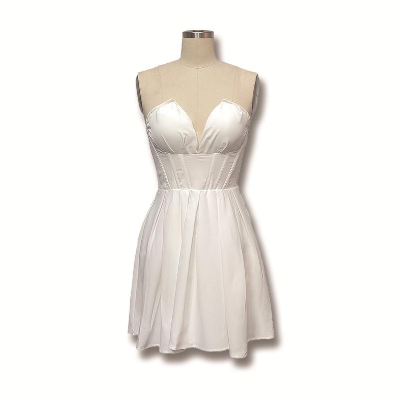 Sommer Frauen Wrap Brüste Sexy Backless Schlank A-linie Swing Kurzes Kleid Frau