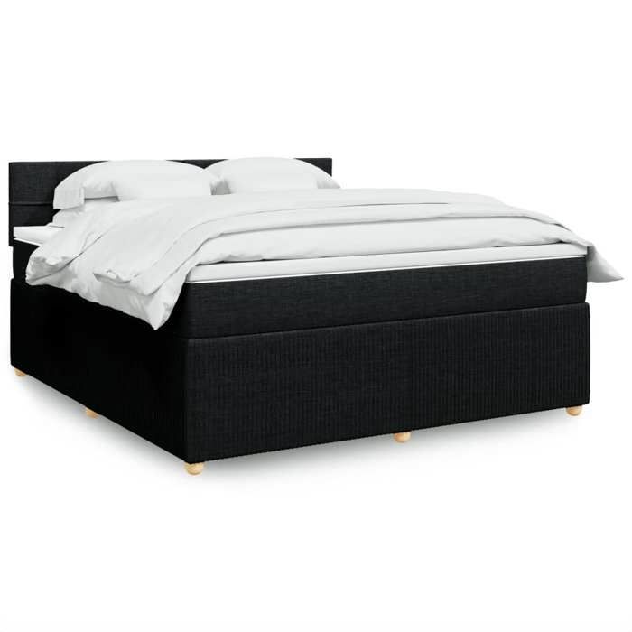 VidaXL Slat Bed Base with Mattress Black 180x200 Cm Fabric 3289837