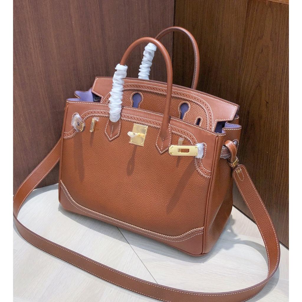 Haute Couture Version European and American Retro Handmade Fubao Leather Splicing Lace Platinum Bag Leather Handbag Shoulder Messenger Bag Women