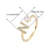 26 English Letter Micro-set Zircon Fashion Women's Ring, Copper-plated 14K Open Plain Ring