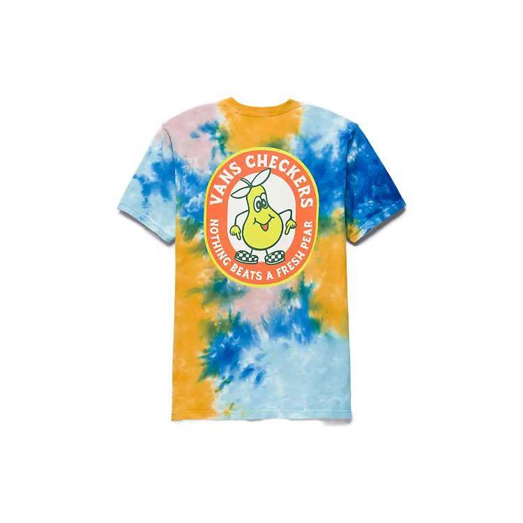Vans Tie-Dye Cartoon Print Short Sleeve T-Shirt Unisex Tops Blue VN0006DQBVP