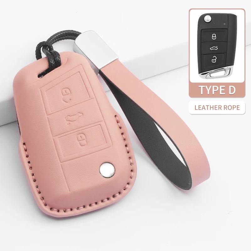Car Key Cover For VW Volkswagen Beetle Caddy Eos Golf Jetta Polo Scirocco Tiguan Touran UP Keyless Fob Leather Car Key Bag Case