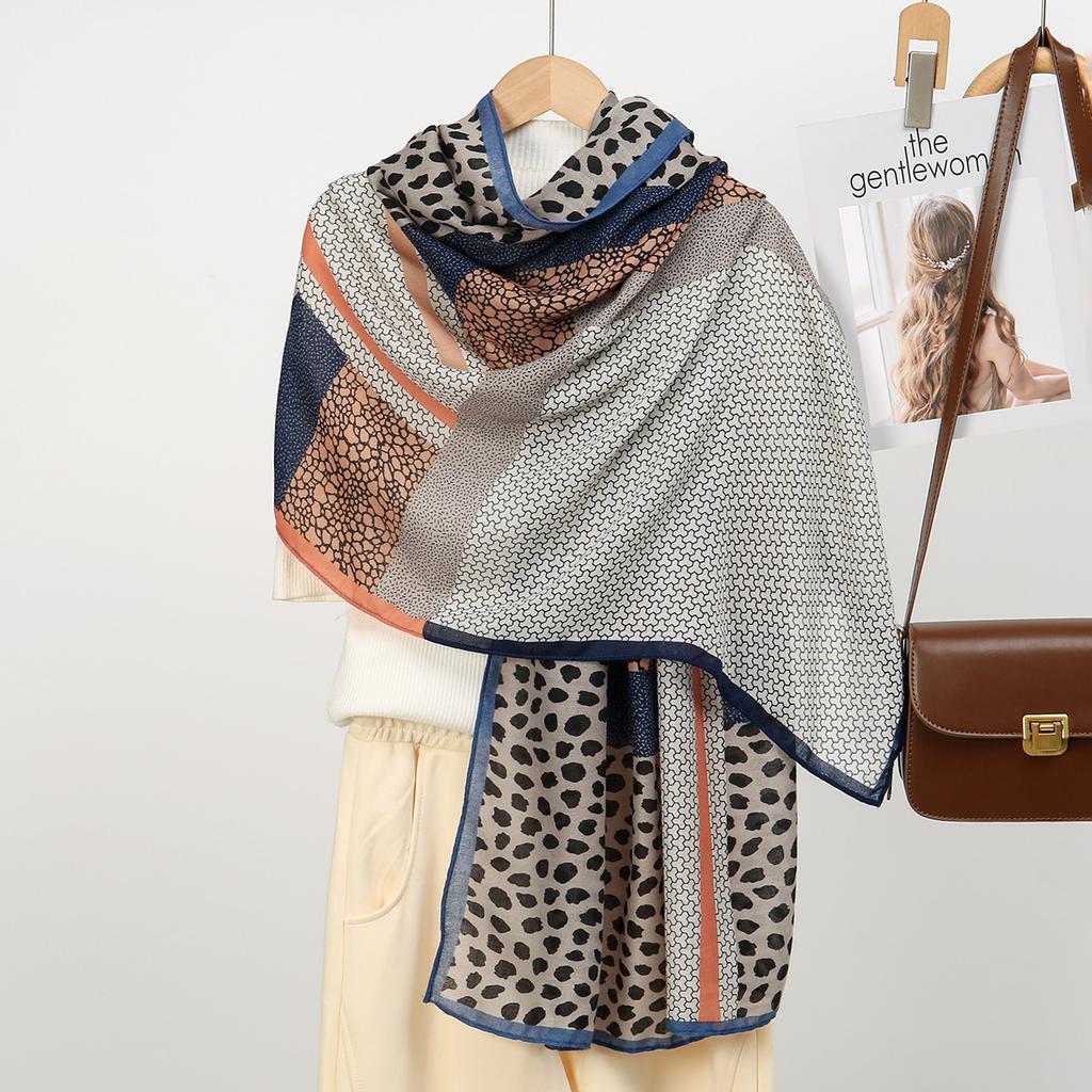 Leopard Print Hijab Scarf For Muslim Women Cotton Linen Headscarf Shawl Wrap Elegant Malaysia Head Wraps Turban Foulard 180*70Cm