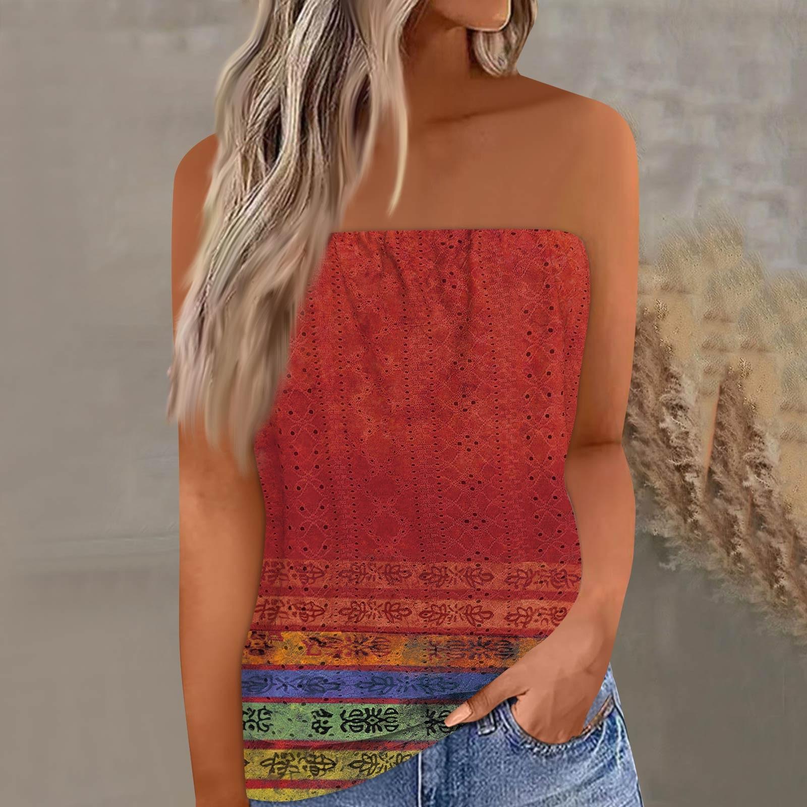 

Кроп-топи для жінок сексуальний камзол майка літній топ-труба без рукавів з принтом майка жилет M червоний