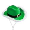Weihnachtsleuchtender Cowboyhut Western Fellrand Grüne Farbe LED Weihnachtsmannhut Verstellbar Blinkend Fedora Kostümzubehör
