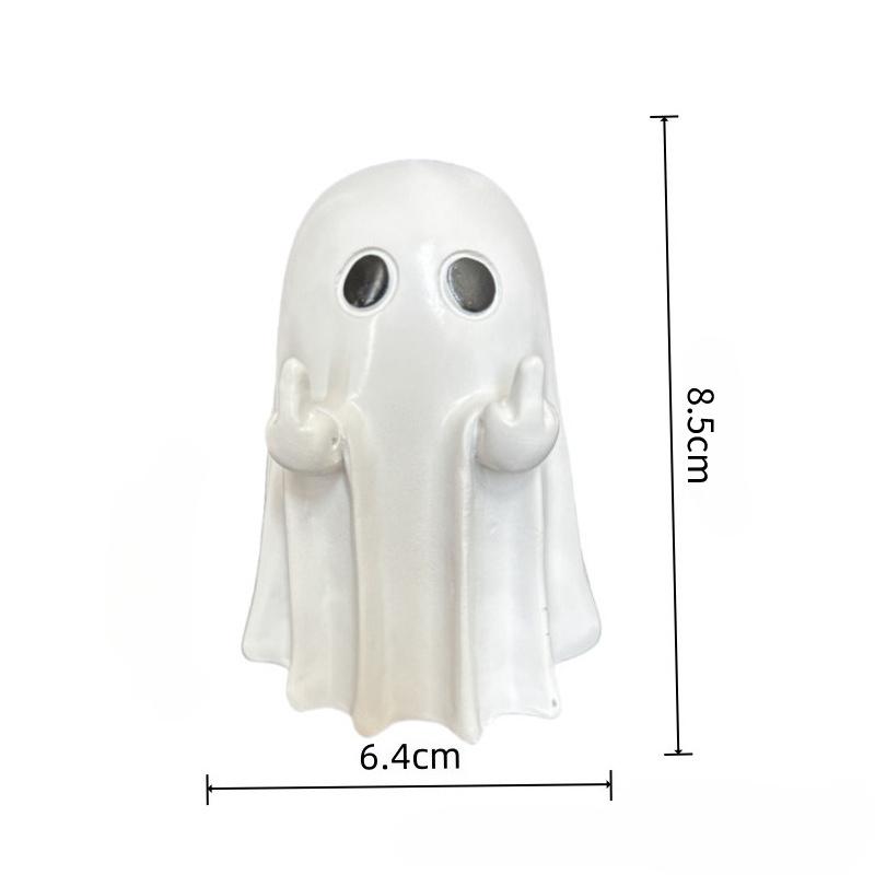 Cute Middle Finger Ghost Statue,Small Halloween Decor for Home,Centerpiece for Coffee Table,Adorable Horror Figure,Shelf Decor