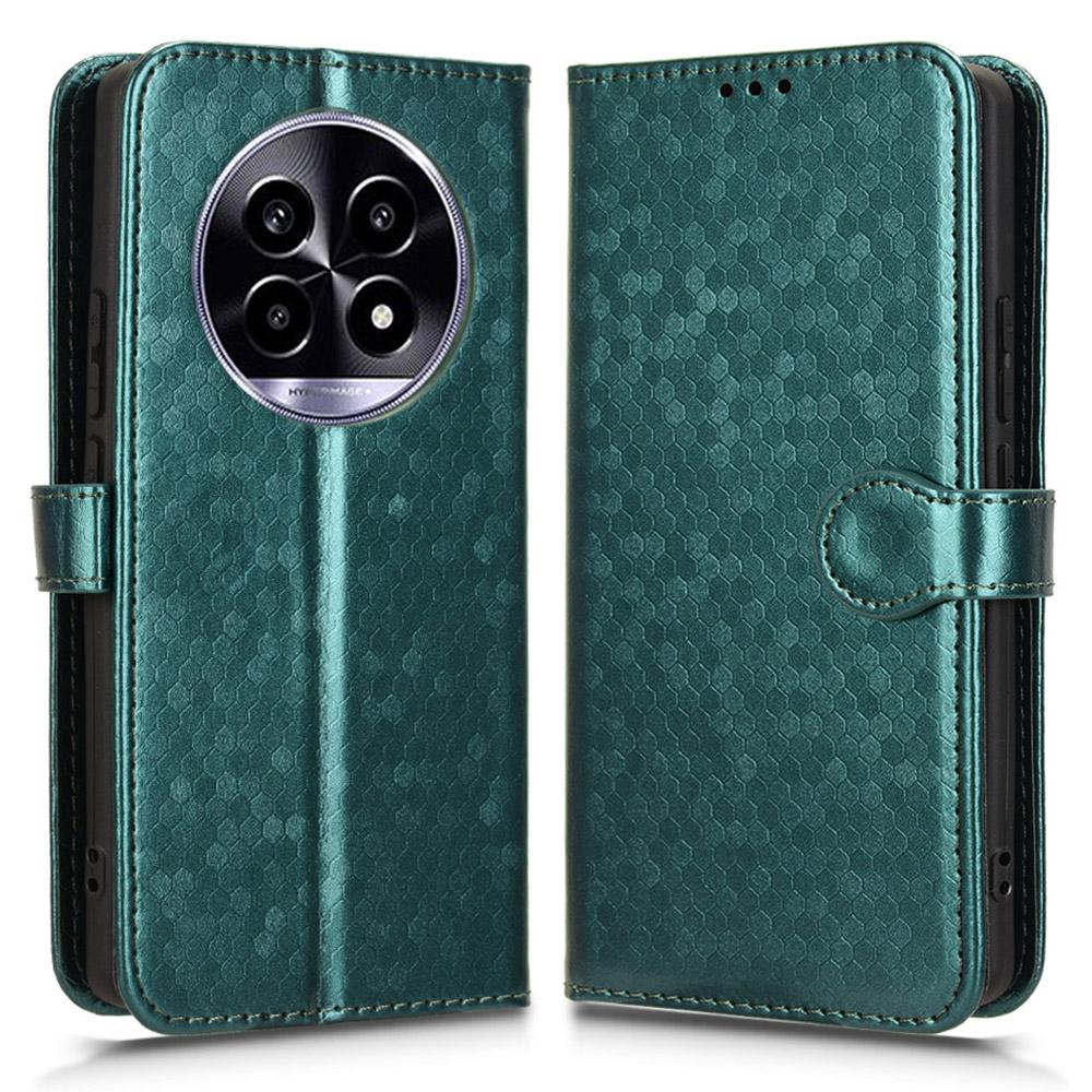 

For Oppo Realme 13 Pro 5G (Global)/13 Pro+ 5G (Global) Wallet Case Dot Pattern Imprint PU Leather Phone Cover Green
