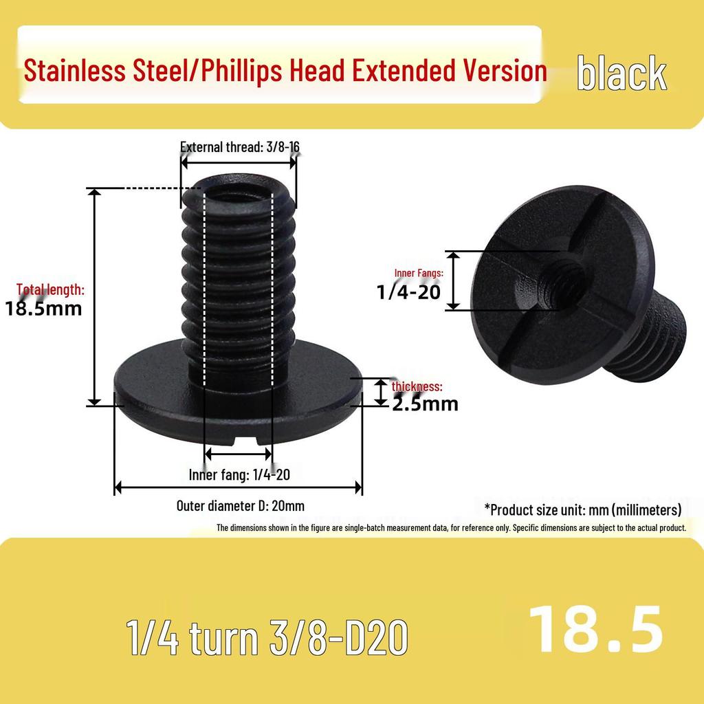 Stainless Steel 3/8 to 1/4 Pan Tilt Tripod Adapter with Dual Hole Conversion Nut