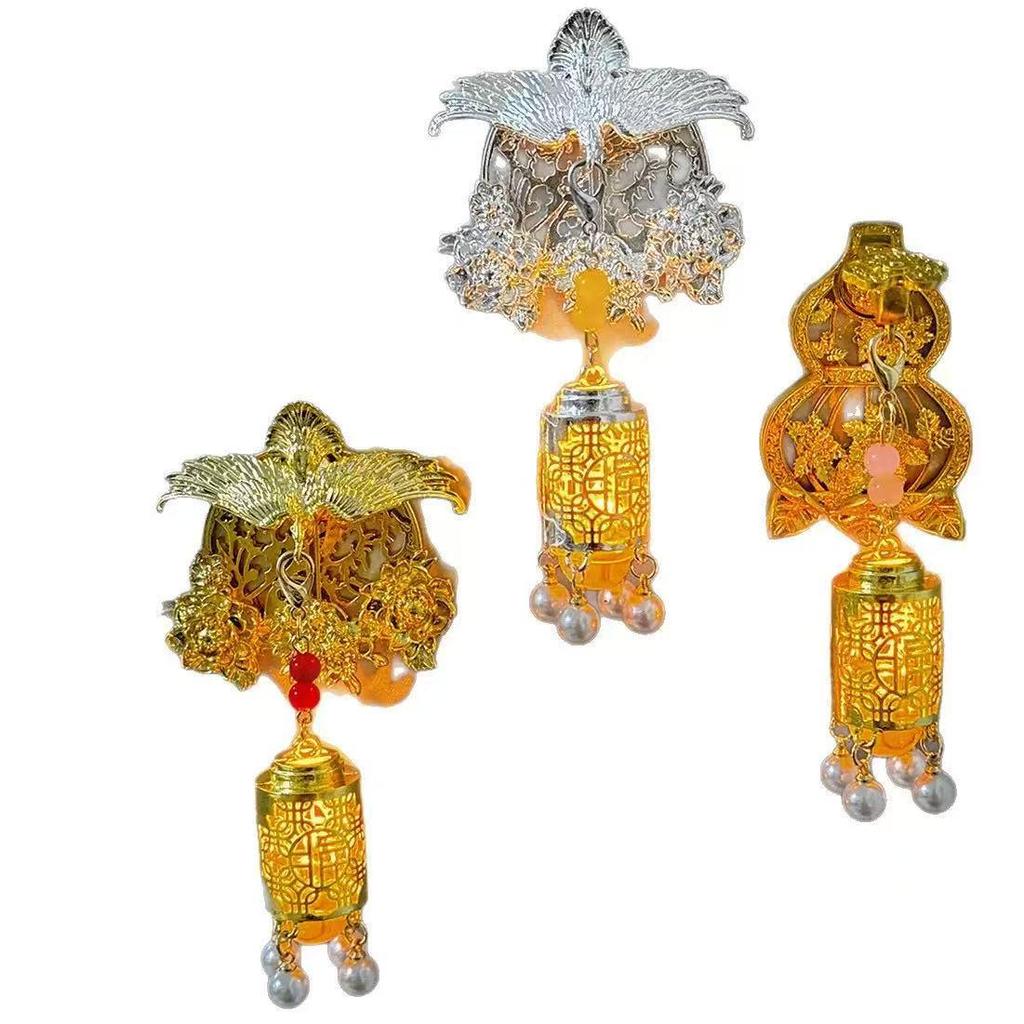 Chinese Retro Luminous Palace Lantern Refrigerator Magnets - Phoenix & Peony Tassels, Souvenir