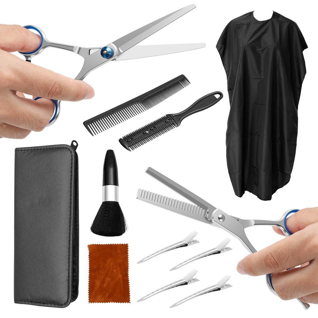 Hairdressing Scissors Kit Stainless Steel Professional Hairdressing Scissors Set with Comb and Barber Cape for Barber Shop Home