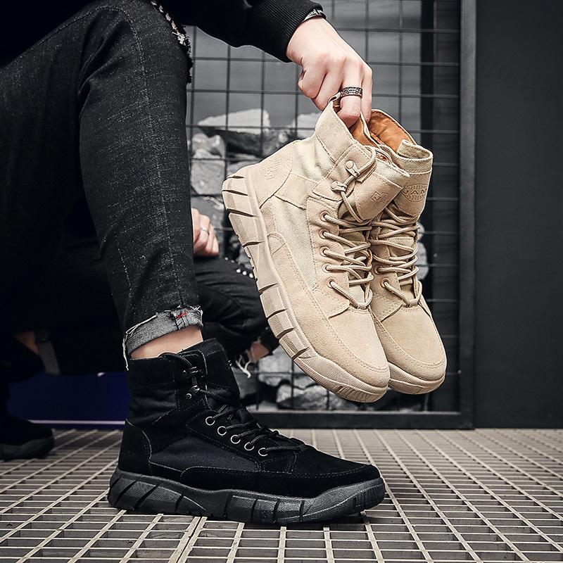 Stivali Militari da Uomo 2025 Autunno Traspiranti Comodi Tela Stivali alla Caviglia da Uomo Casual Leggeri High Top Antiscivolo Stivali da Esterno