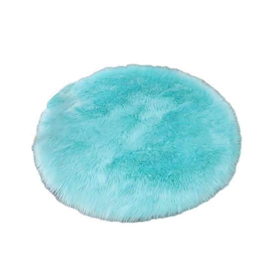 Furry Round Floor Mat Plush Soft Bedroom Rug Solid Color Machine Washable Fluffy Area Rug for Kids Rooms Nursery Living Room