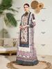 Großformatige Retro-Abaya mit ethnischem Druck und Miyake-Falten