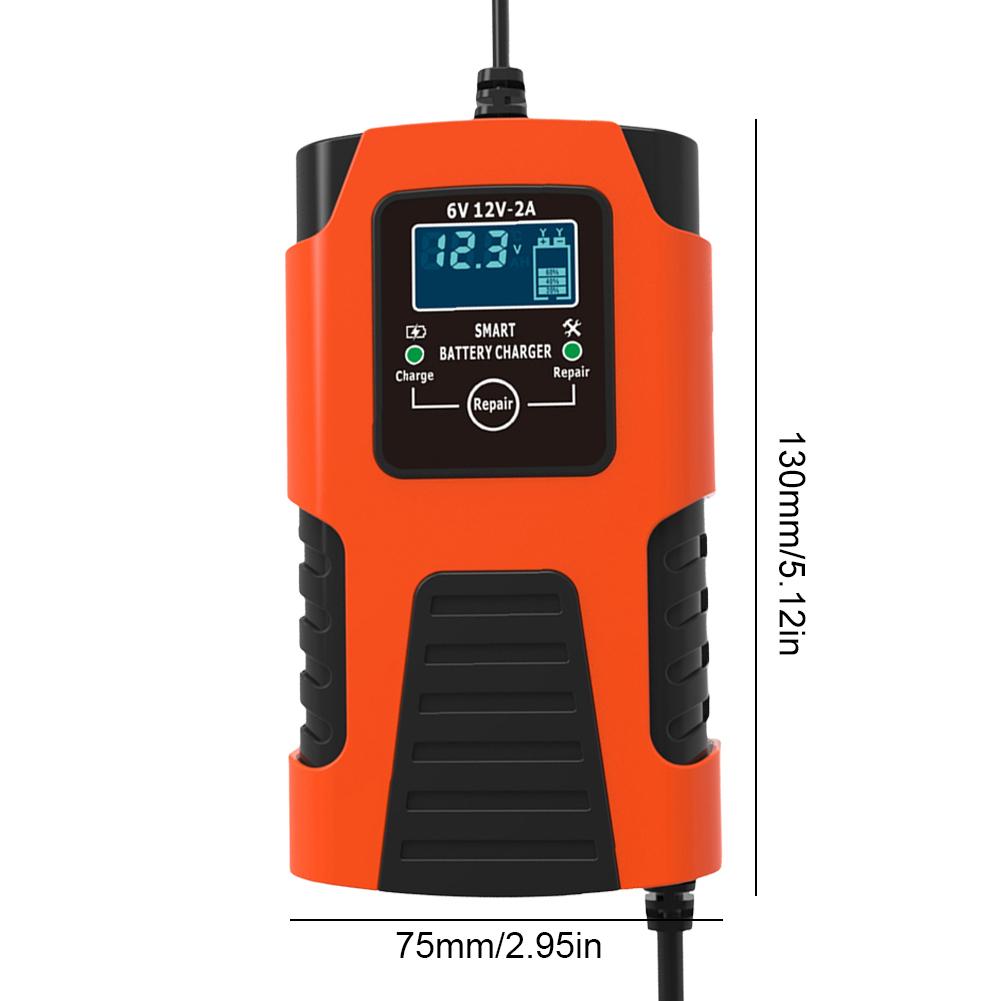 6V 12V 2A Digital Car Battery Charger LCD Display Intelligent Pulse Battery Charger Smart Battery Charger for Lead-Acid GEL AGM