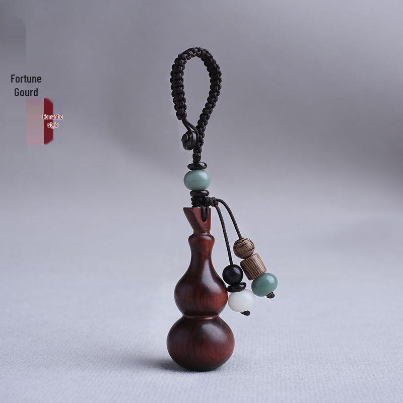 Handcrafted Sandalwood Gourd Keychain Pendant for Men, Women, and Couples