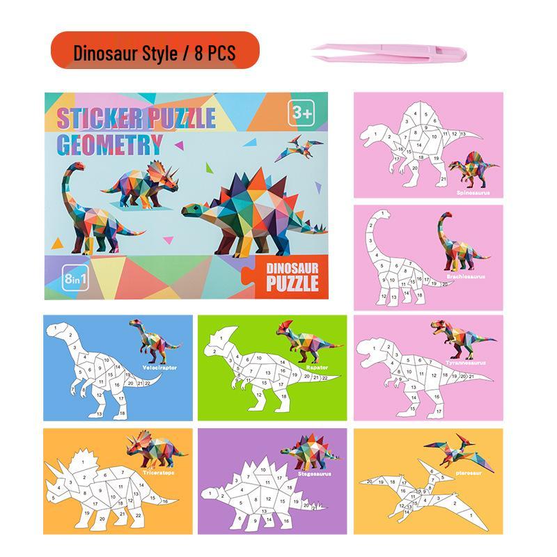 Kids' 3D Geometric Sticker Puzzle: Creative DIY Craft & Painting Toy for Kindergarten
