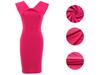 Women's Summer Sleeveless Square Neck Office Dress with Back Zipper and Skirt Slit