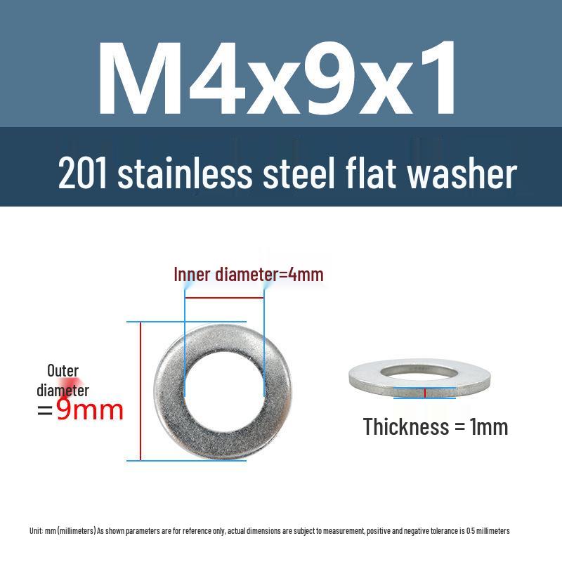 Yigu Oversized Thickened 201 Stainless Steel Flat Washers for M3, M4, M5 Industrial Use