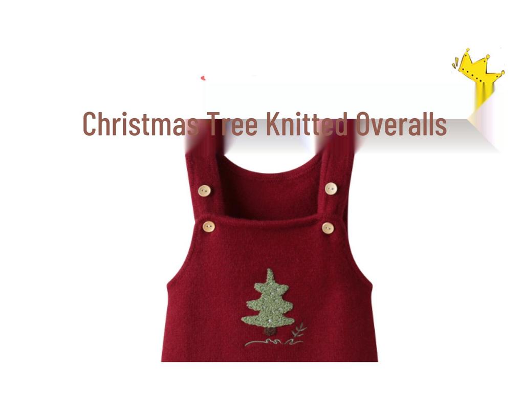 Neuer grenzüberschreitender Weihnachtsbaum Strick Baby Jumpsuit - Weinrot Wolle Doppelknopf Overall