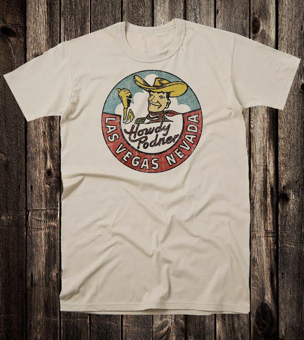 Retro Travel Tee T Shirt Vtg Cowboy Western Art Las Vegas Nevada Howdy S